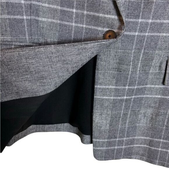 Carlisle New York Grey Black Grid Pattern Wool Blend Blazer Jacket Size 12 - Picture 7 of 12
